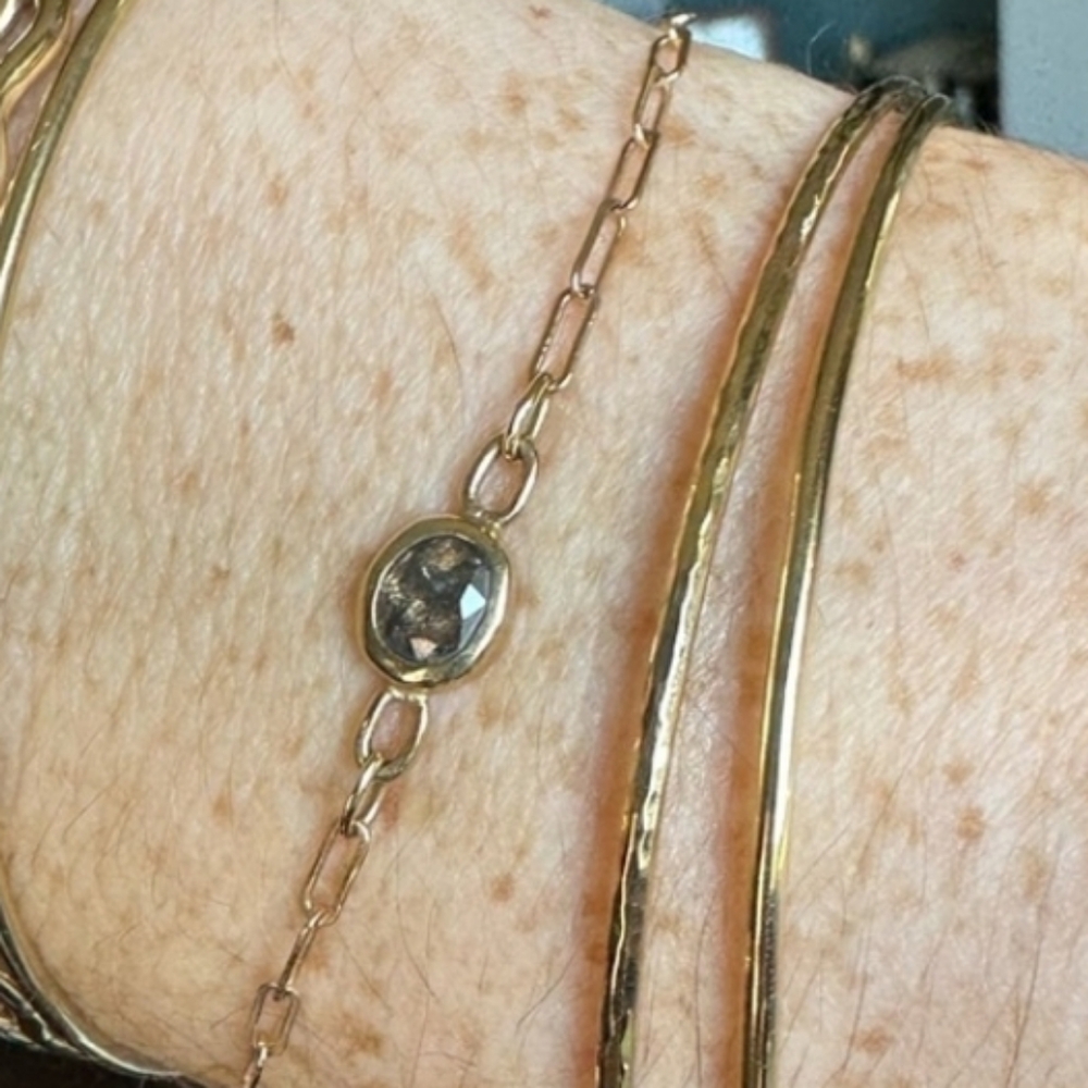 14k Solid Yellow Gold Salt And Pepper Diamond Bracelet - Picture 2 of 6
